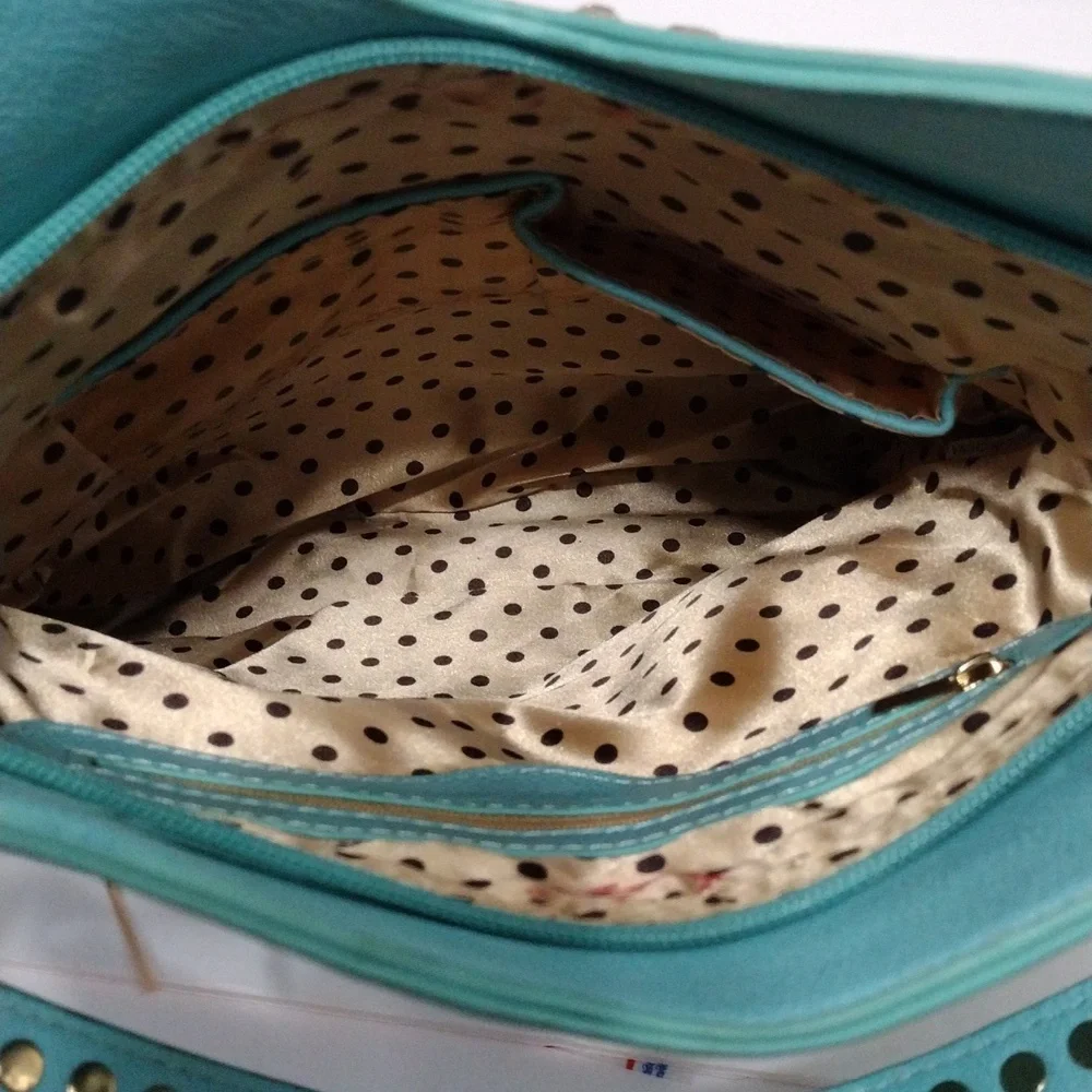 Women's Turquoise Rhinestone Pearl Shoulder Bag Y2K Boho Glam Ruffle Purse